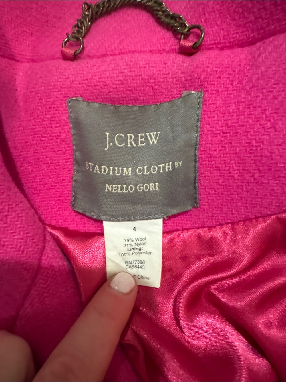 J. Crew Hot Pink Double-Breasted Peacoat with Gold Buttons - Picture 3 of 4